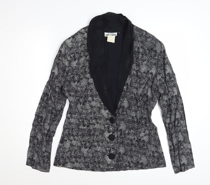 California Concepts Women's Grey Floral Jacquard Shawl Lapel Blazer Size L