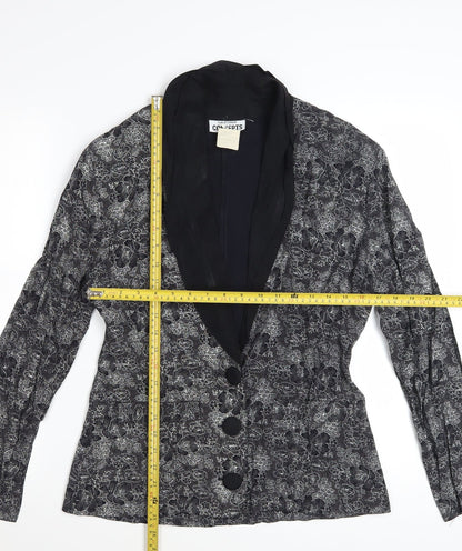 California Concepts Women's Grey Floral Jacquard Shawl Lapel Blazer Size L