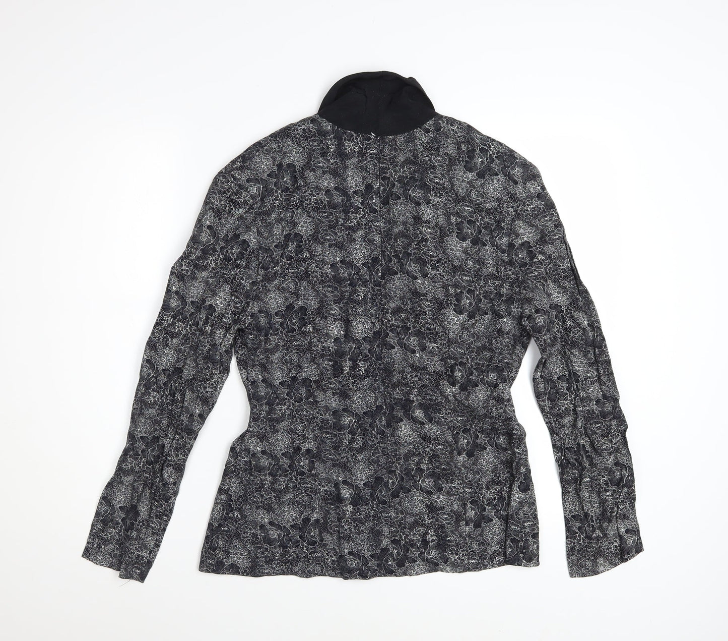 California Concepts Women's Grey Floral Jacquard Shawl Lapel Blazer Size L