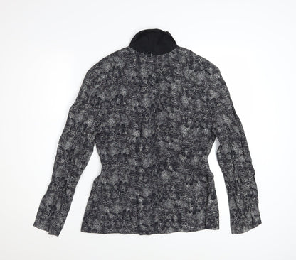 California Concepts Women's Grey Floral Jacquard Shawl Lapel Blazer Size L