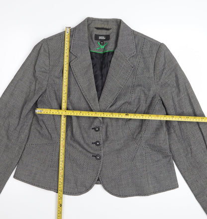 Marks and Spencer Women's Grey Check Blazer UK 18 Classic Fit