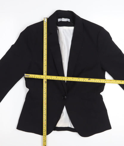 H&M Women Black Size 6 Single-Breasted Blazer Jacket