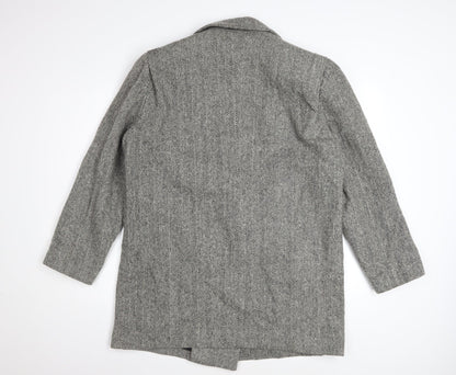 Herman Kay Women's Grey Wool Blend Herringbone Pea Coat Size 10
