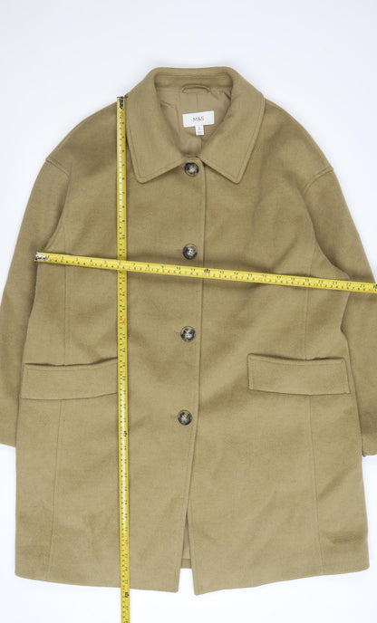 Marks and Spencer Women Beige Overcoat Size 18 Regular Polyester Blend