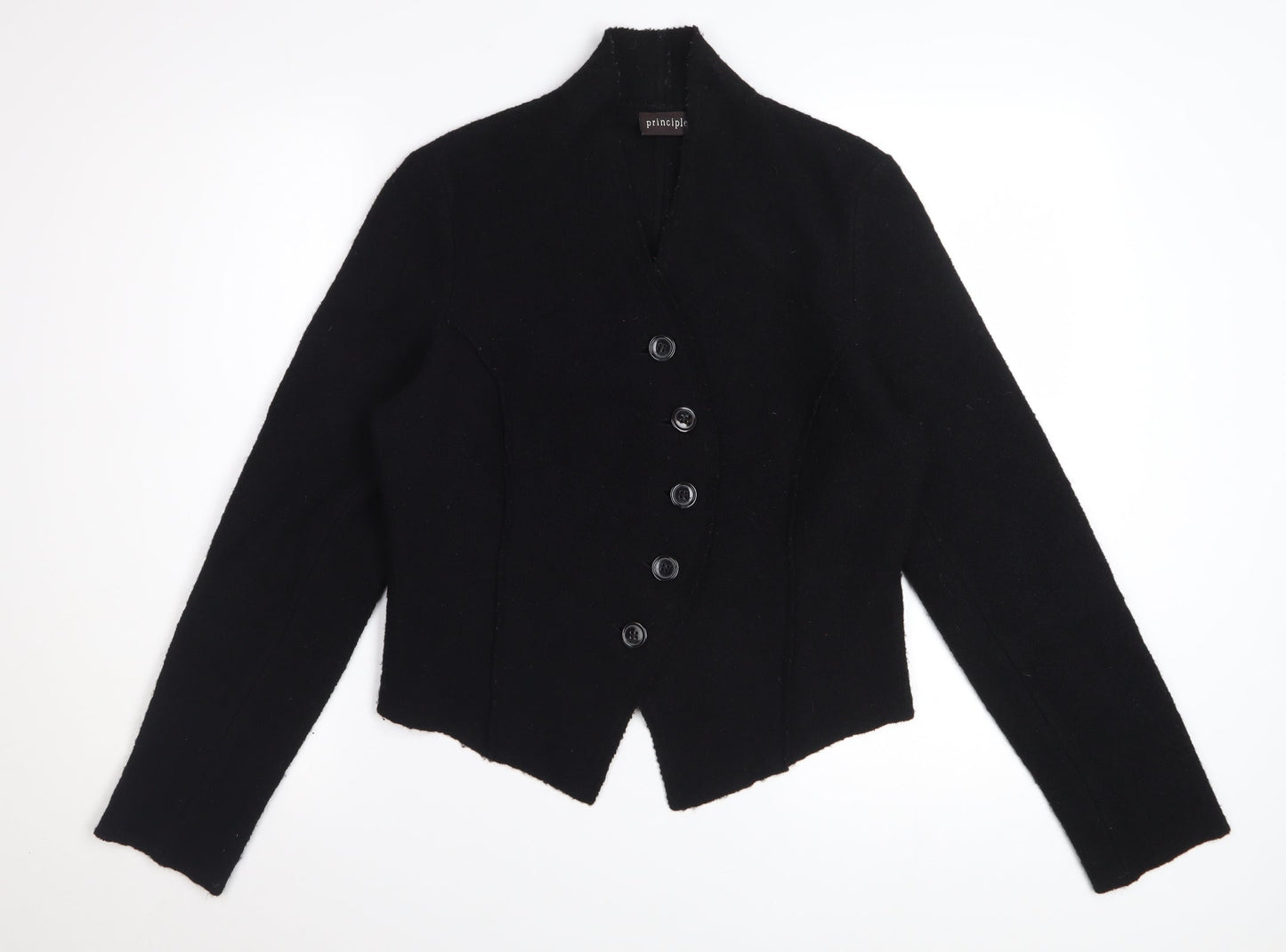 Principles Women Black Wool Blazer Jacket Size 12