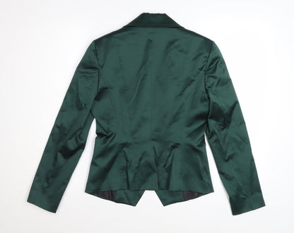 XTSY Women Green Single-Breasted Satin Blazer Size 14 Made in Italy