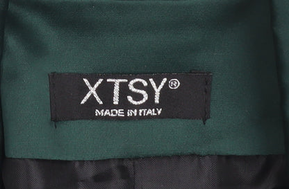 XTSY Women Green Single-Breasted Satin Blazer Size 14 Made in Italy
