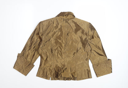 JS Collections Petite Women’s Brown Beaded 3/4 Sleeve Blazer UK 12