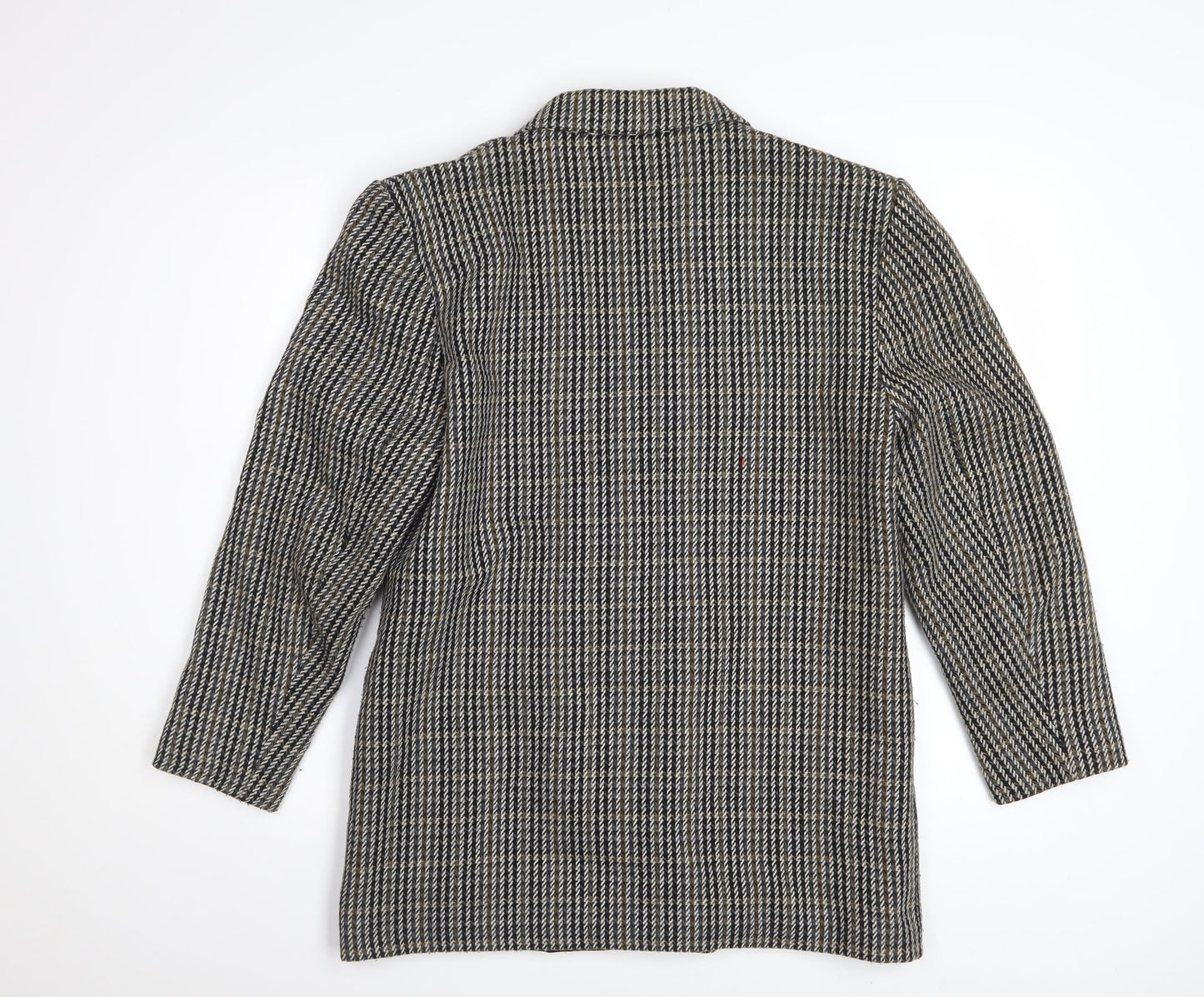 Dorothy Perkins Women Grey Houndstooth Wool Blend Double-Breasted Blazer UK 12