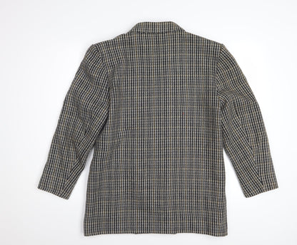 Dorothy Perkins Women Grey Houndstooth Wool Blend Double-Breasted Blazer UK 12
