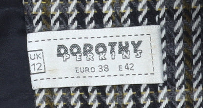 Dorothy Perkins Women Grey Houndstooth Wool Blend Double-Breasted Blazer UK 12