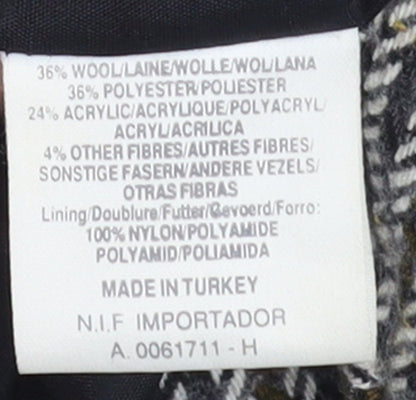 Dorothy Perkins Women Grey Houndstooth Wool Blend Double-Breasted Blazer UK 12