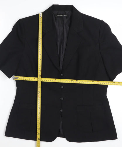 Jacques Vert Women's Black Short Sleeve Suit Jacket Size 12