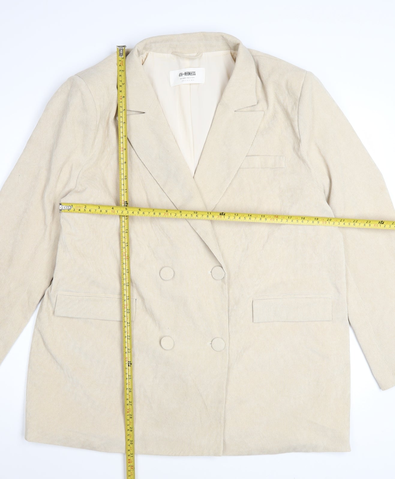 4th + Reckless Beige Double Breasted Women's Blazer UK 16