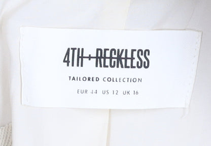 4th + Reckless Beige Double Breasted Women's Blazer UK 16