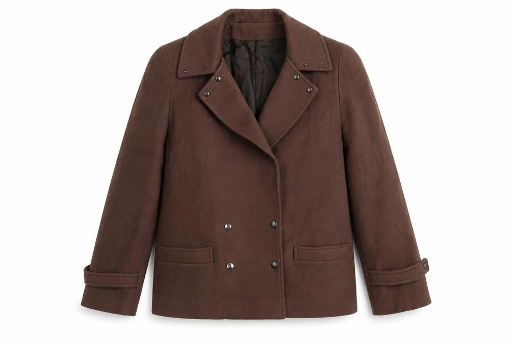 Planet Women’s Brown Wool Pea Coat Size 12 Classic Short Jacket