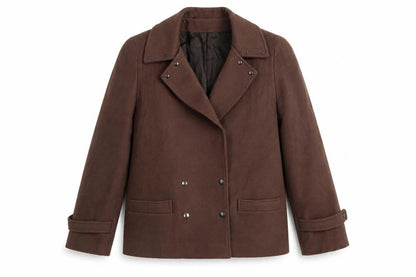 Planet Women’s Brown Wool Pea Coat Size 12 Classic Short Jacket