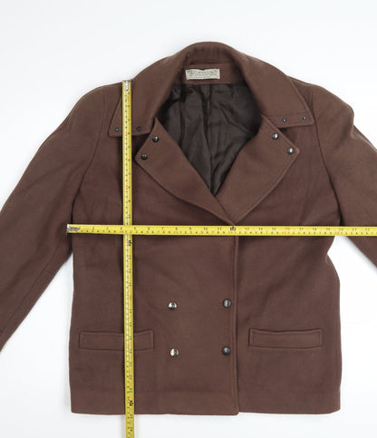 Planet Women’s Brown Wool Pea Coat Size 12 Classic Short Jacket