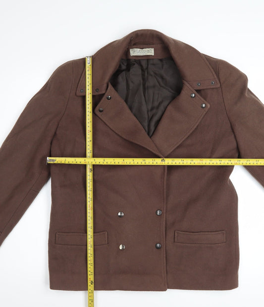 Planet Women’s Brown Wool Pea Coat Size 12 Classic Short Jacket