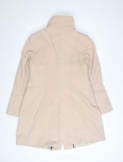 Next Womens Beige Wool Blend Long Overcoat Size 14 Classic
