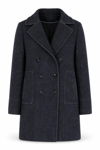 Trench & Coat Women's Grey Wool Pea Coat Size 10 Mid-Length