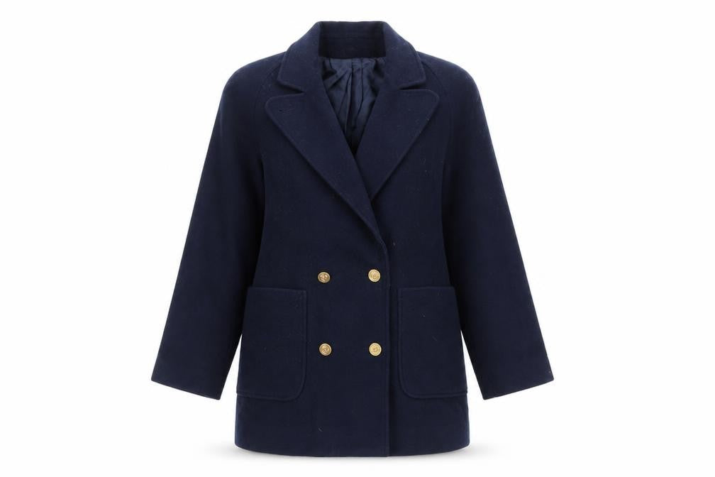 JH Collectibles Women's Blue Wool Pea Coat Size 12 Classic Style