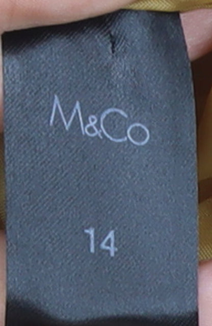 M&Co Women Yellow Wool Blend Pea Coat Size 14 Button Mid-Length