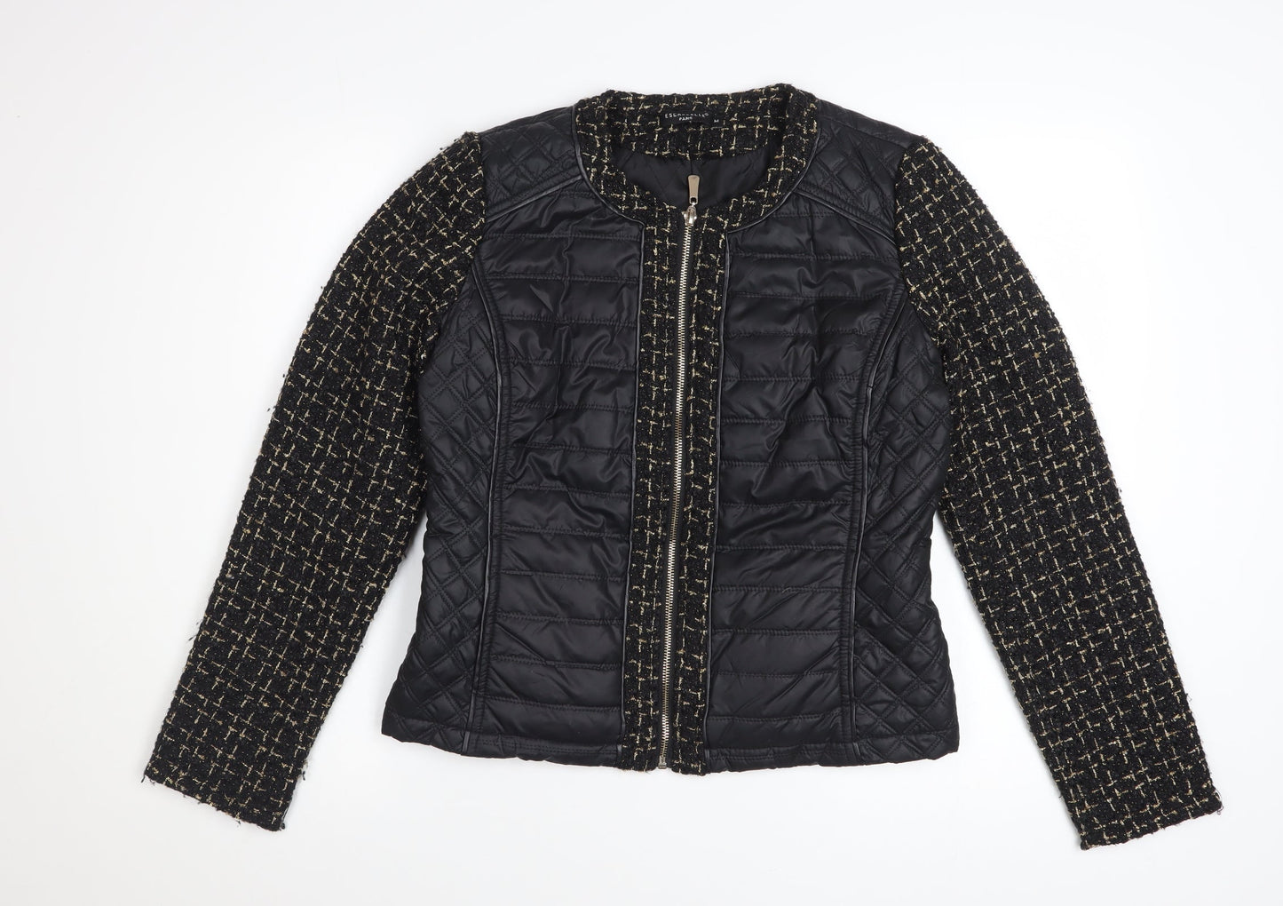 Escardelle Women’s Black Quilted Tweed Jacket Size M