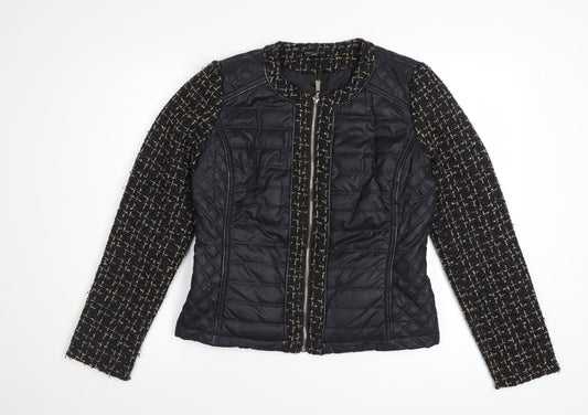 Escardelle Women’s Black Quilted Tweed Jacket Size M
