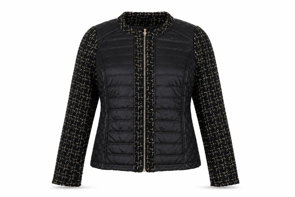 Escardelle Women’s Black Quilted Tweed Jacket Size M