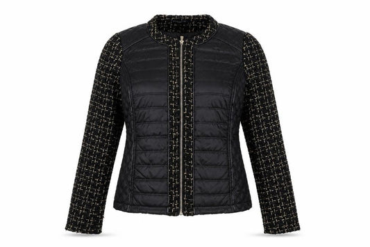Escardelle Women’s Black Quilted Tweed Jacket Size M