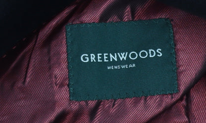 Greenwoods Mens Black Wool Cashmere Overcoat 44R Single Breasted