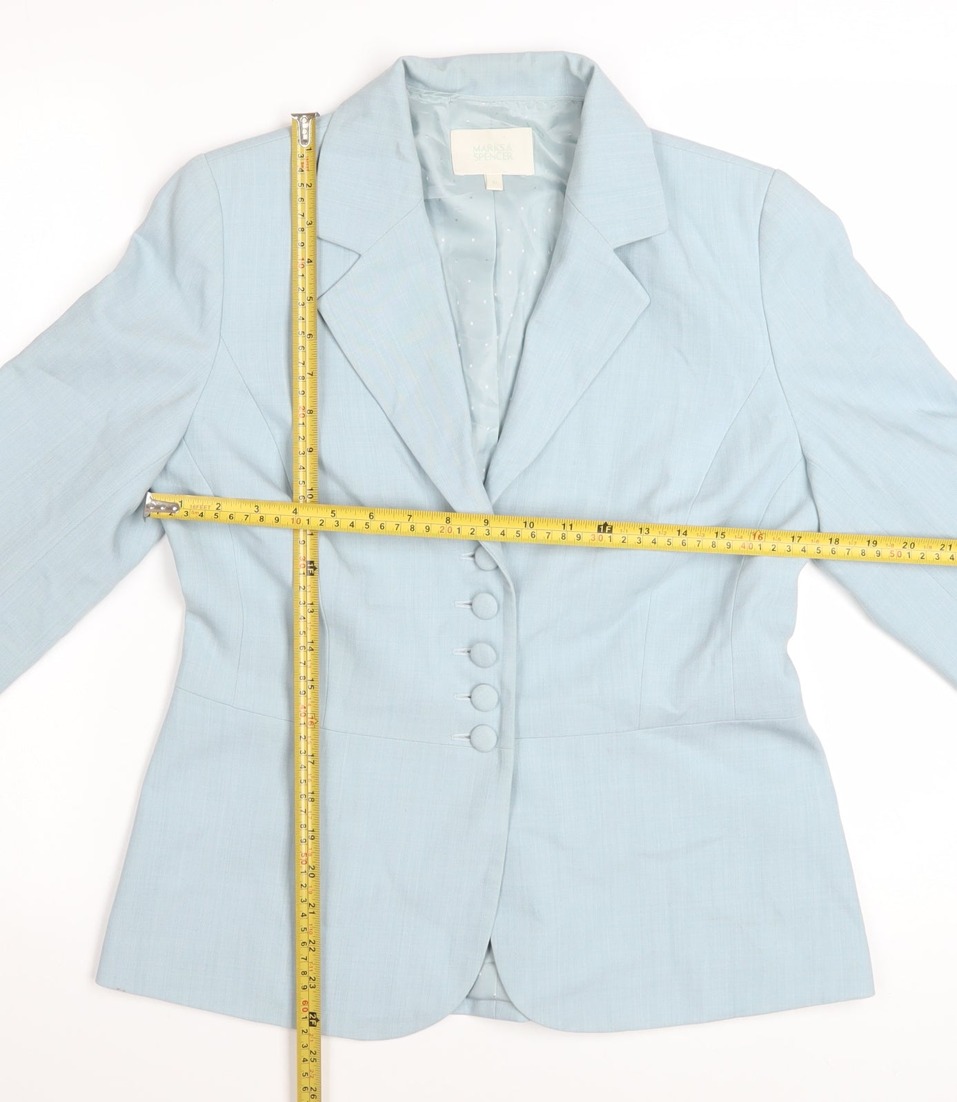 Marks and Spencer Women Blue Wool Blend Tailored Blazer Size 12