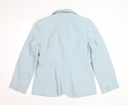Marks and Spencer Women Blue Wool Blend Tailored Blazer Size 12