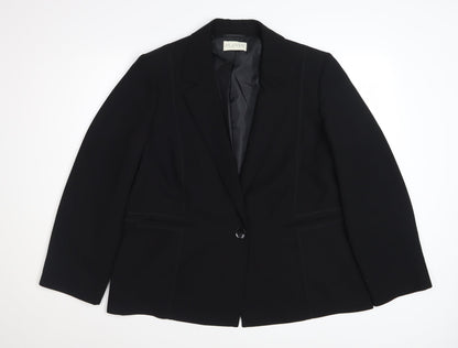 Planet Womens Black Polyester Lined Single-Breasted Blazer UK 18