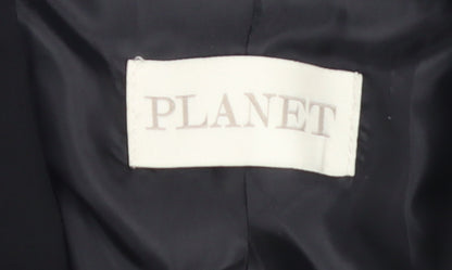 Planet Womens Black Polyester Lined Single-Breasted Blazer UK 18