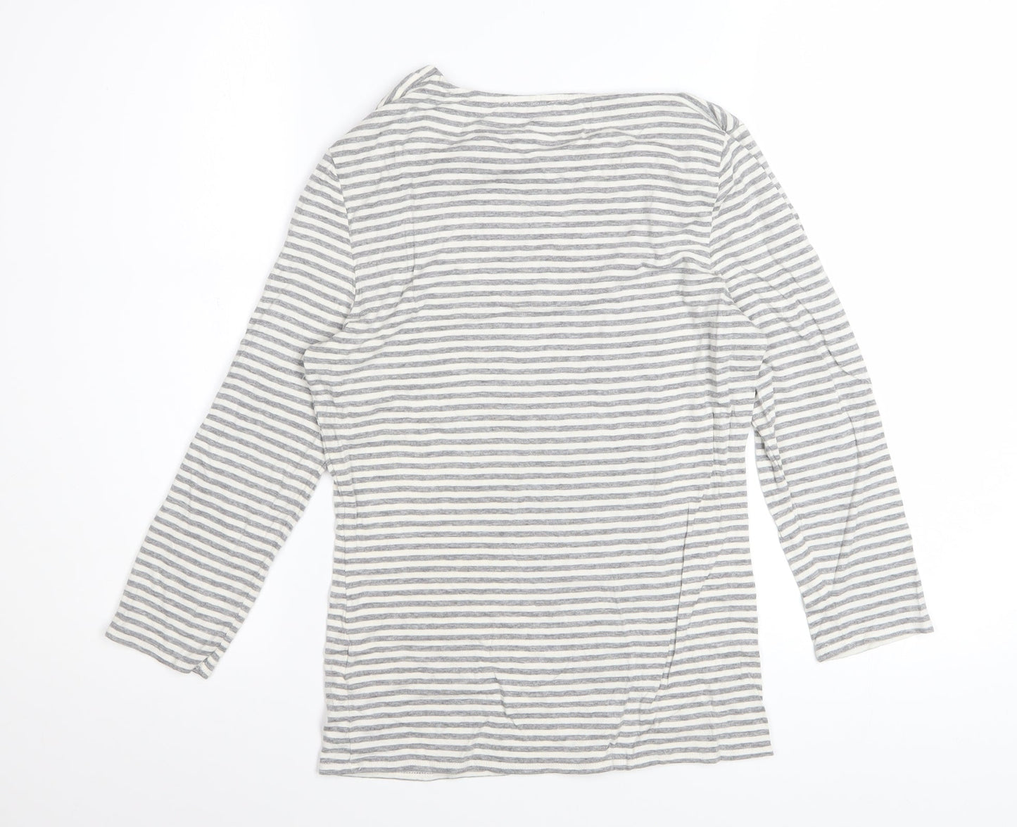 Phase Eight Women’s Grey Striped Cowl Neck 3/4 Sleeve Top Size 10