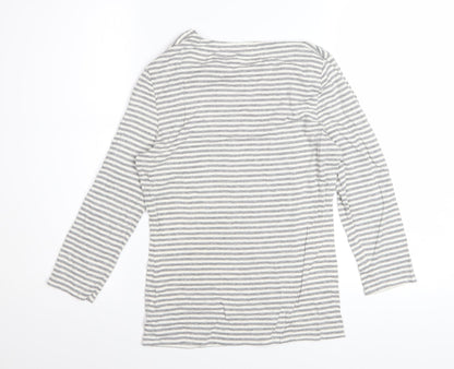 Phase Eight Women’s Grey Striped Cowl Neck 3/4 Sleeve Top Size 10
