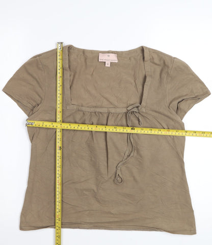 Fenn Wright Manson Women's Brown Short Sleeve Square Neck Tunic Blouse Size 16