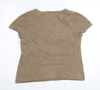 Fenn Wright Manson Women's Brown Short Sleeve Square Neck Tunic Blouse Size 16