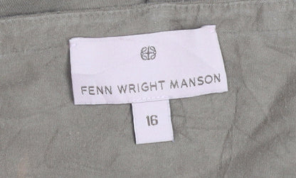 Fenn Wright Manson Women's Brown Short Sleeve Square Neck Tunic Blouse Size 16