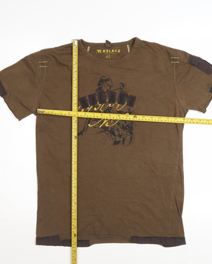RS Relakz Men's Brown Graphic Print Crew Neck T-Shirt Size L