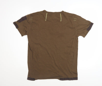 RS Relakz Men's Brown Graphic Print Crew Neck T-Shirt Size L