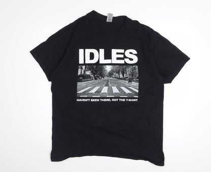 Gildan Mens Black IDLES Band Graphic Cotton T-Shirt Size L