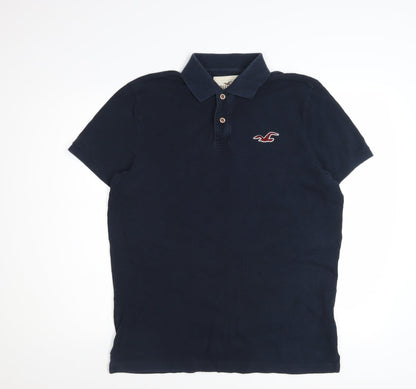 Hollister Men's Blue XL Slim Fit Cotton Polo Shirt