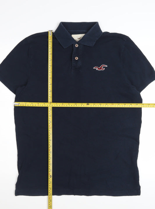 Hollister Men's Blue XL Slim Fit Cotton Polo Shirt