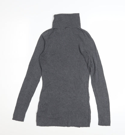 Jigsaw Women’s Grey Silk Cotton Roll Neck Jumper Size S