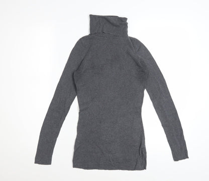 Jigsaw Women’s Grey Silk Cotton Roll Neck Jumper Size S
