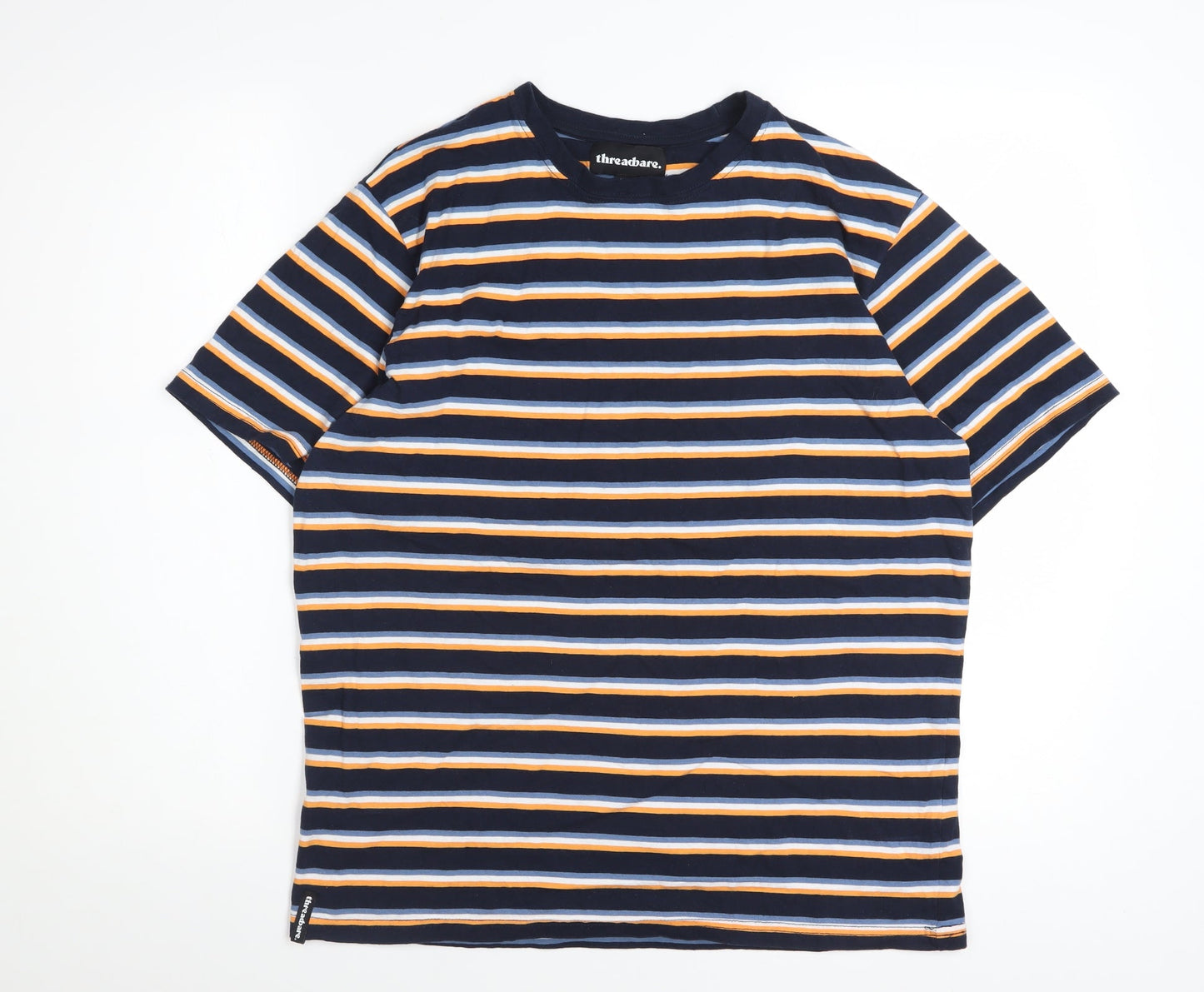 Threadbare Men's Multicoloured Striped Crew Neck Cotton T-Shirt Size M