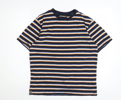Threadbare Men's Multicoloured Striped Crew Neck Cotton T-Shirt Size M